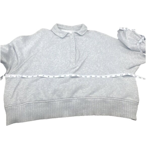 Aerie Womens Med Gray 1/2 Snap Collared Long Sleeve Sweatshirt Top Sz L Comfy - Picture 6 of 7